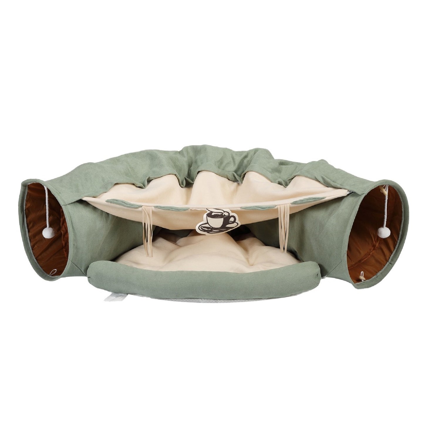 Algherohein Foldable Cat Bed Houses for Indoors with Cat Tunnel Hanging Toys