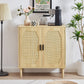 Smart FENDEE Kitchen Storage Cabinets with Rattan Decorated Doors, Buffets, Natural