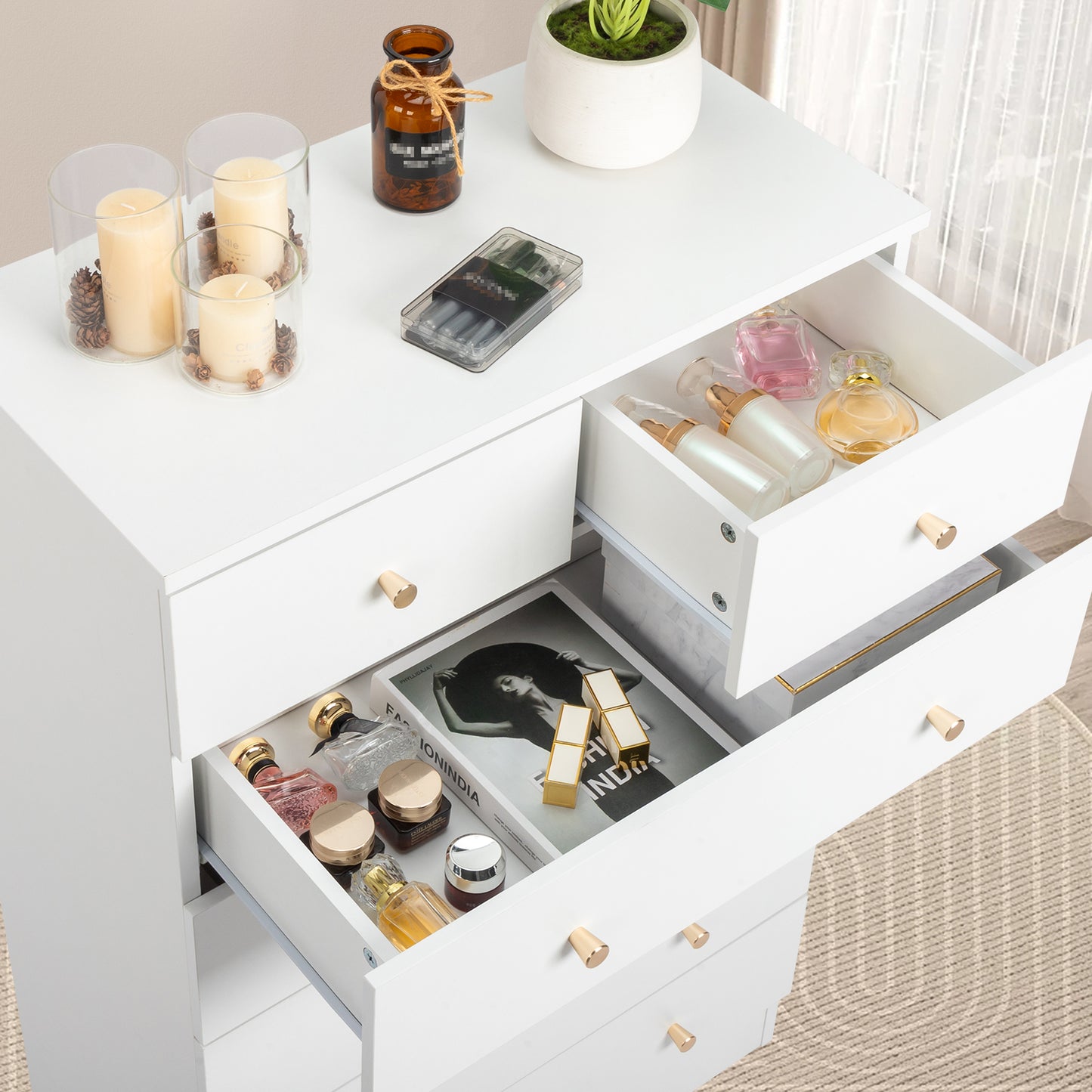 Algherohein Wood Small Dressers with Drawer for Bedroom,Modern Drawers Storage Cabinet