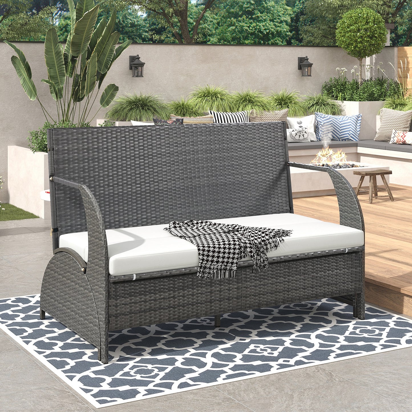 Algherohein Versatile Outdoor Couch,Loveseat Sofa or 4 Outdoor Seating and Table