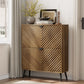 Smuxee Diamond Pattern Shoe Storage Cabinet for Entryway with 2 Flip Drawers，Freestanding Wood Hidden Shoe Organizer with Adjustable Shelves,Walnut 31.5"W
