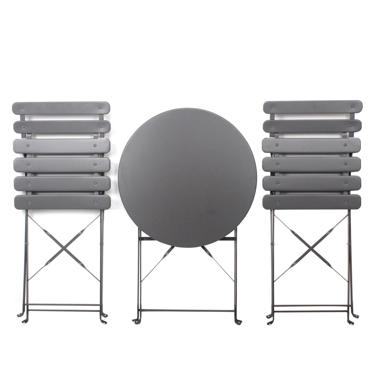 Algherohein Patio Metal Foldable 2-Seat Chairs and Table Set,Outdoor Garden Furniture Sets,Black