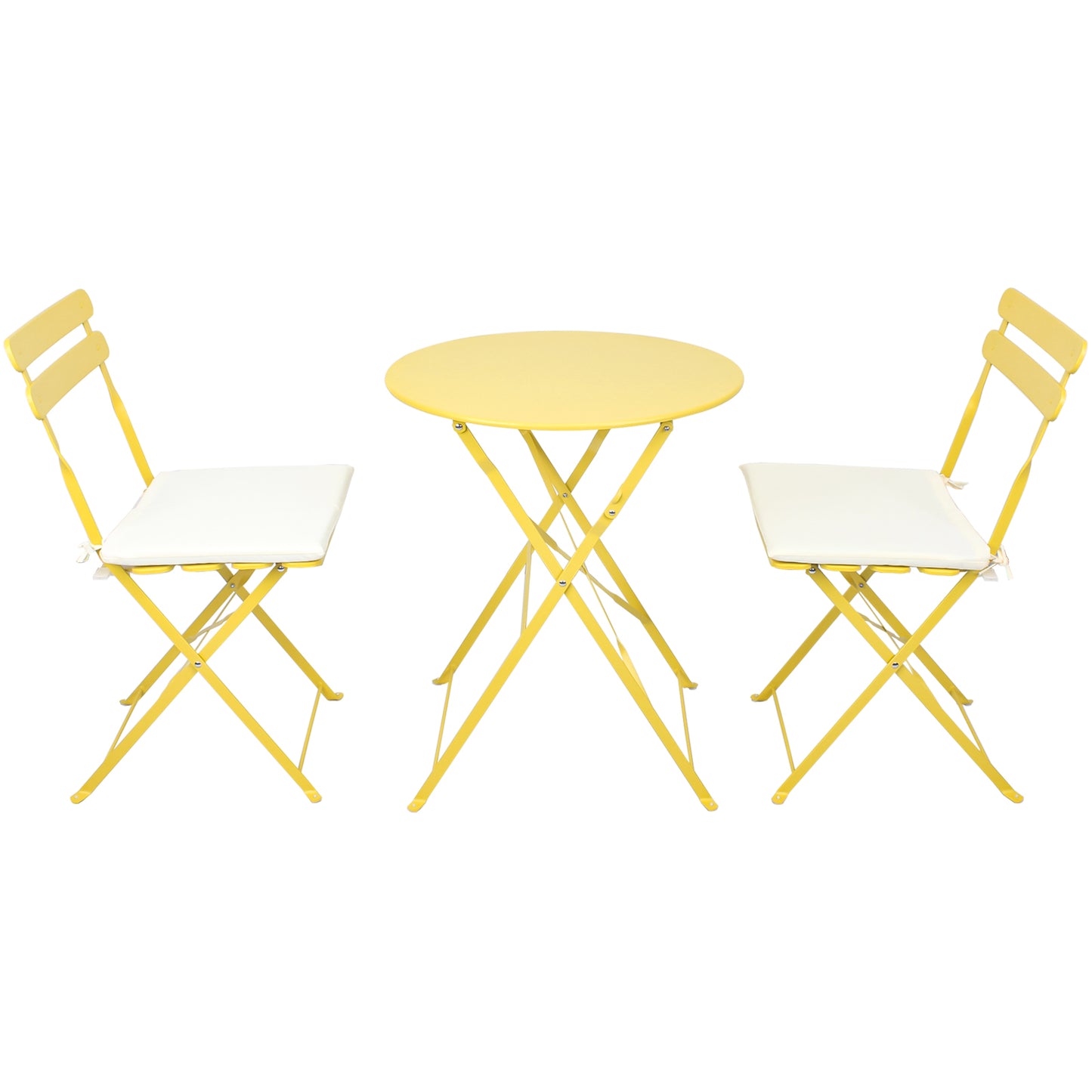 Algherohein Patio Metal Foldable 2-Seat Chairs and Table Set,Outdoor Garden Furniture Sets,Black