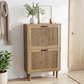 Algherohein Slim Hidden Shoe Cabinet with Fluted Doors, Flip Down Shoe Storage Cabinet Organizer, Freestanding Wood Entryway Shoe Rack