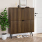 Semiocthome Shoe Cabinet with 2 Fluted Flip Drawers Freestanding Shoe Organizer for Entryway, Walnut, 31.5"W