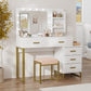 Algherohein Vanity Set with Mirror and Storage Cabinet,Makeup Vanity for Bedroom