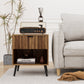 Algherohein Night Stands for Bedroom,Modern End Tables for Living Room with Fluted Drawer,Walnut