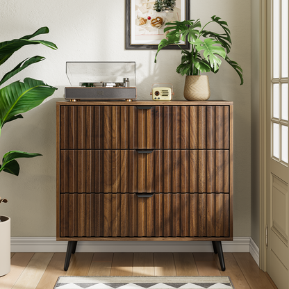 Algherohein Wood Dressers for Bedroom 3 Drawer,Chest of Drawers Walnut,Aldult