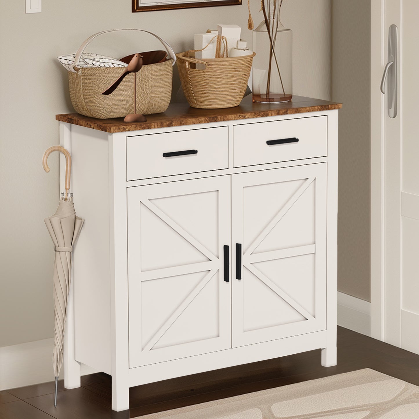 Semiocthome Farmhouse Buffet Cabinet with Storage,2 Drawers and 2 Doors,Sideboard for Kitchen