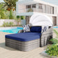 Algherohein PE Rattan Outdoor Daybed with Adjustable Canopy and Cushions,Patio Couch Bed