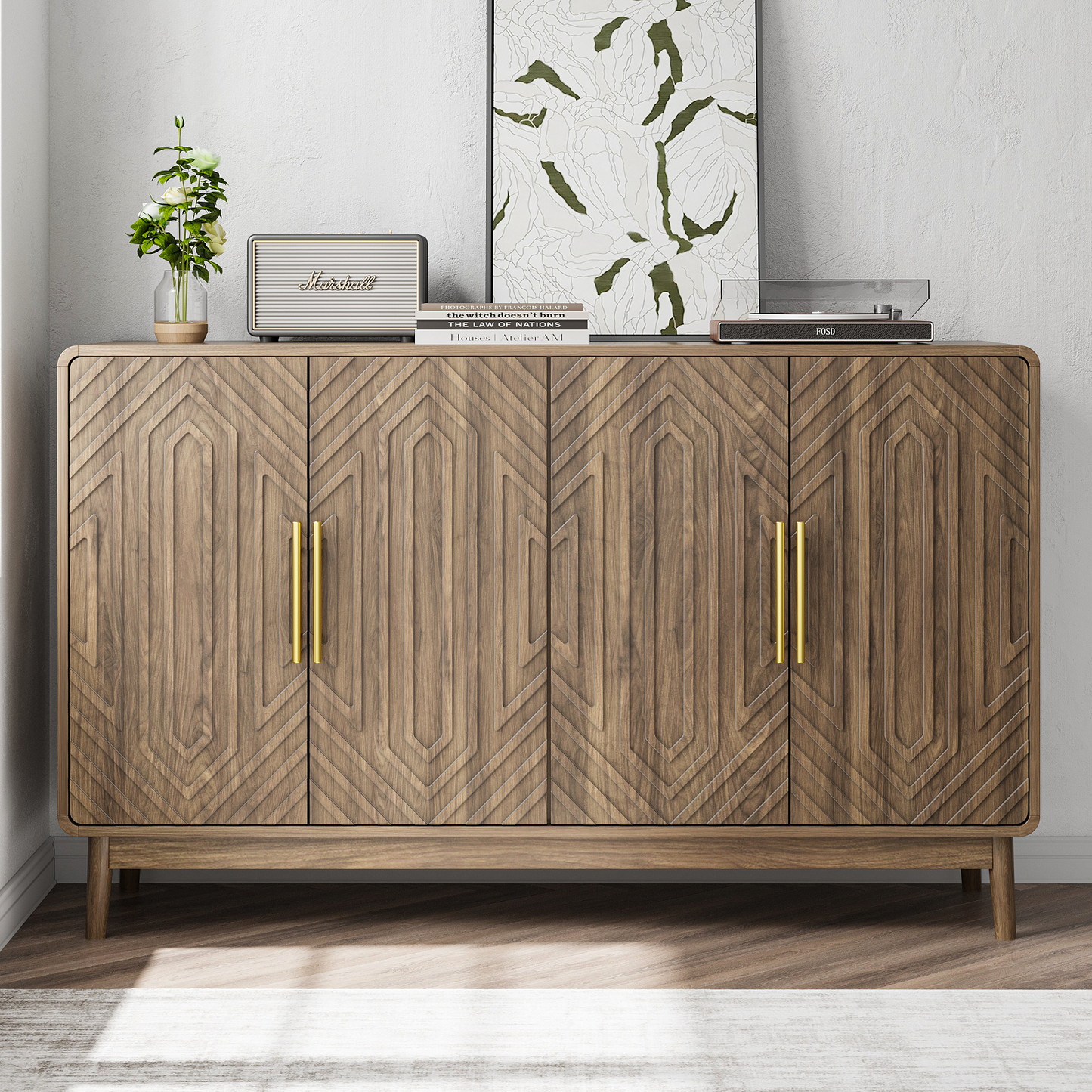 Algherohein Sideboard Buffet Cabinet with Storage,Cabinet with Doors and Adjustable Shelves
