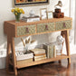 Smart FENDEE Console Table with 3 Drawers,Sofa Table Industrial Display Shelf for Entryway Brown