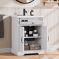 Smart FENDEE 23.62" Bathroom Vanity with Sink, Storage Cabinet with Barn Door & Drawer, White