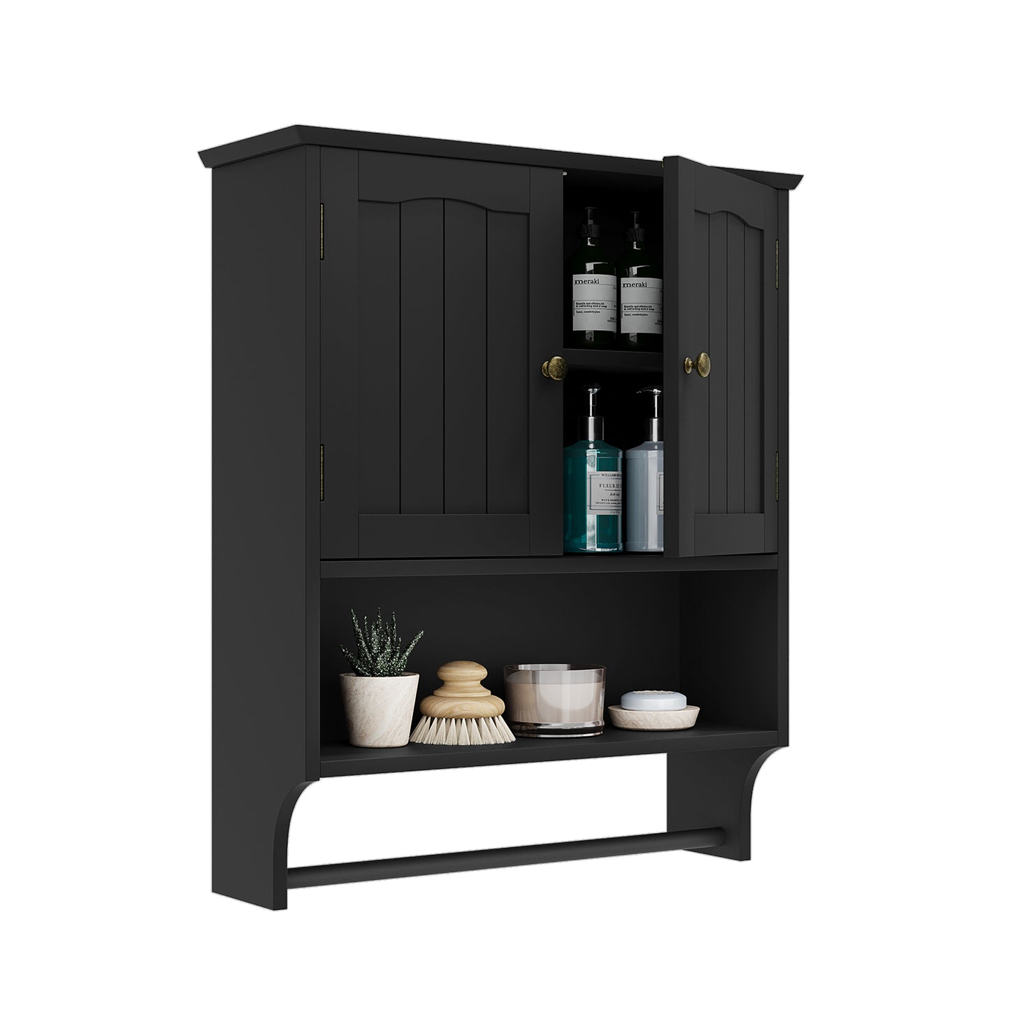 Smuxee Bathroom Wall Storage Cabinets with Door and Open Shelves,over The Toilet Storage,White Small