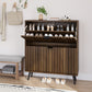Semiocthome Shoe Cabinet with 2 Fluted Flip Drawers Freestanding Shoe Organizer for Entryway, Walnut