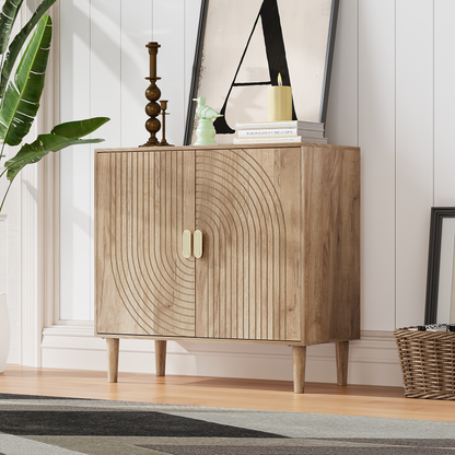 Algherohein Accent Cabinet with Storage, Bathroom Storage Organizer Sideboard Cabinets,TV Stand Coffee Bar for Living Room,Walnut