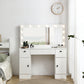 Semiocthome Modern Makeup Vanity Table with 3 Color LED Mirror,3 Drawers,2 Storage Cabinet,White
