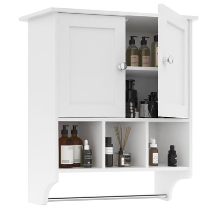 Smuxee Bathroom Storage Cabinet Organizer with Adjustable Shelf and Towel Bar