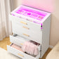 Semiocthome 5 Drawer Dresser with Glass Top and RGB Light Storage Cabinet for Jewelry Display