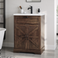 Smuxee 24" Bathroom Vanity with Integrated Sink Top, Bathroom Storage Cabinet with Flip Drawer & Doors