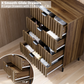 Semiocthome Dresser with 4 Fluted Drawers, Chest of Drawers Storage Cabinet, Walnut, Adult