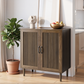 Smuxee Fluted Sideboard Storage Cabinet, Freestanding Mid-Century Modern Reeded Double Door Accent Cabinet
