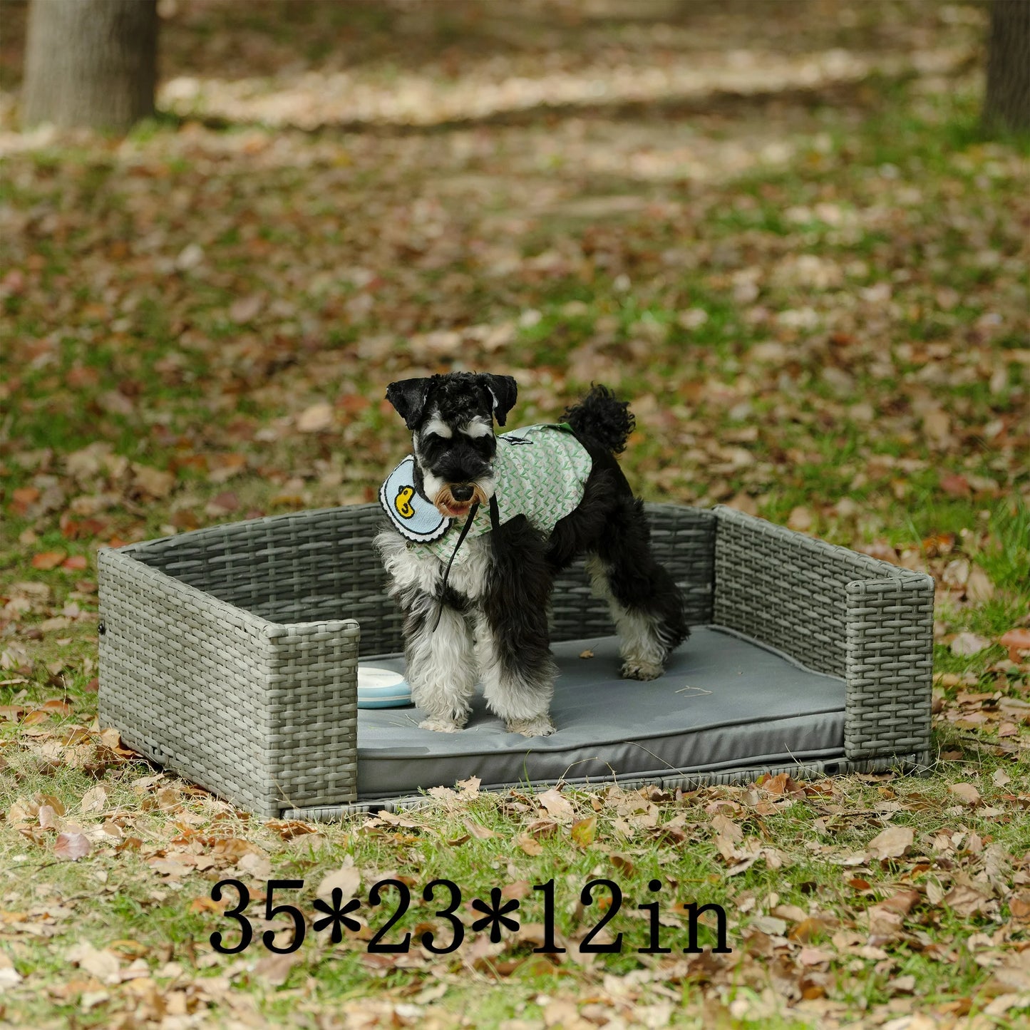 Smart FENDEE Rattan Dog Bed Pet Enclosures with Cushion for Patio, Waterproof