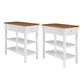 Smart FENDEE End Table with Charging Station and 1 Drawer, 2 Shelf, Solid Wood Legs, Bedroom,11.8"*24"*24.2"