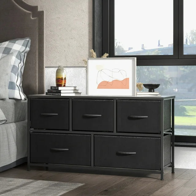 Smart FENDEE Drawers Fabric Dresser Cabinet Storage Organizers and Wood Top , Bedroom, Adult