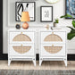 Smart FENDEE Wood Nightstand with 2 Rattan Drawers Bedside Table for Adult, Bedroom