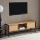 Smart FENDEE Rattan Coffee Table with Sliding Door Storage and Metal Leg for Living Room