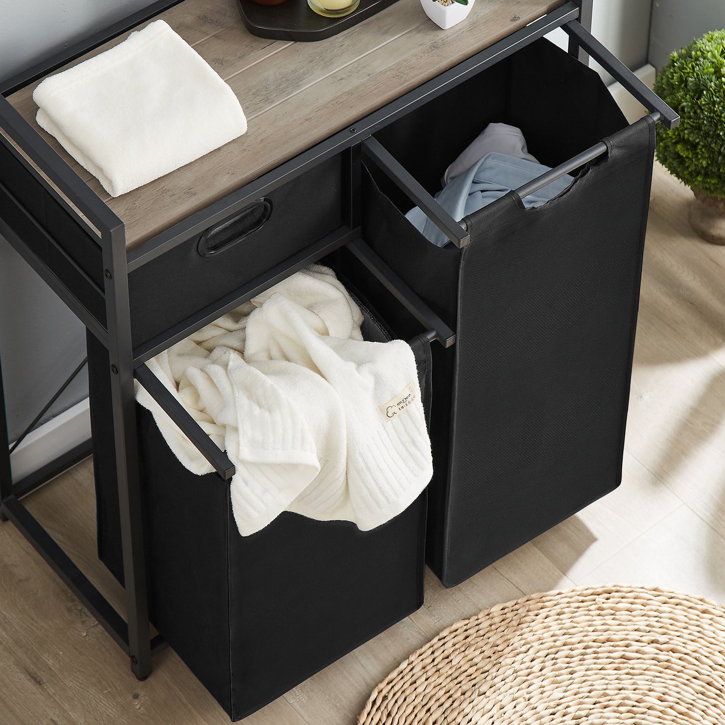 Smart FENDEE Laundry Hamper Cart with Drawers and 2 Laundry Sorter, 2 Bags, Clothes Sorter