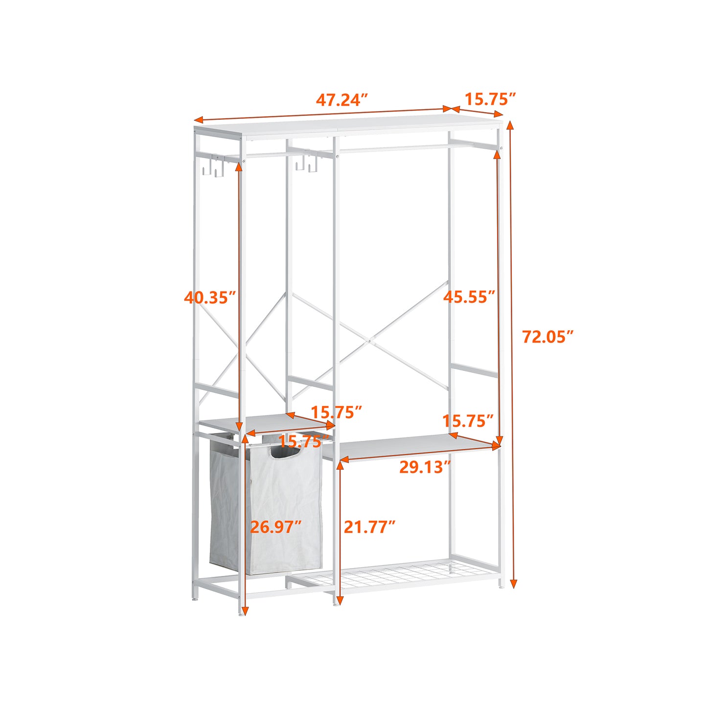 Smart FENDEE Wardrobe Clothes Rack Freestanding with Premium Oxford Cloth Storage Bag