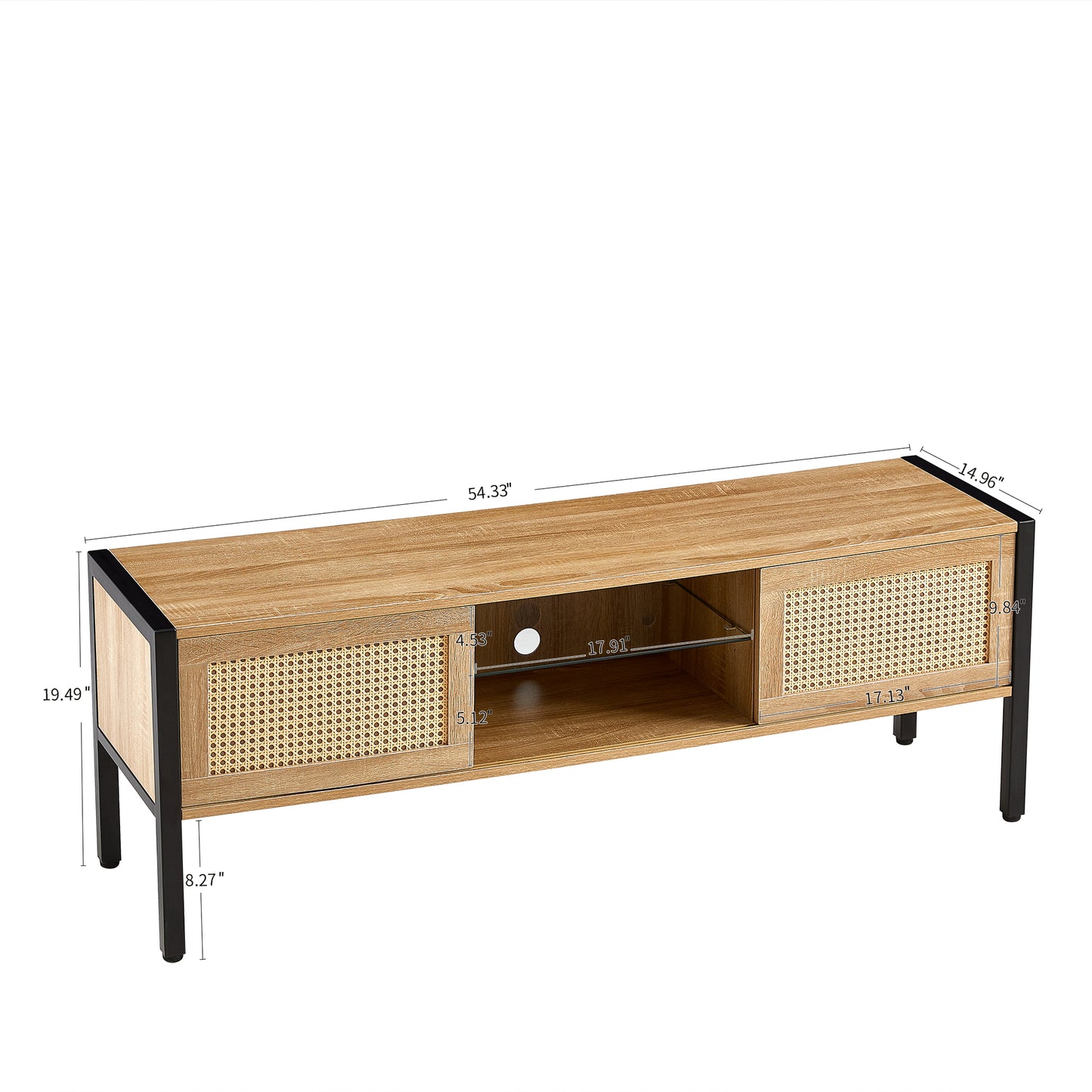 Smart FENDEE Rattan Coffee Table with Sliding Door Storage and Metal Leg for Living Room