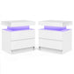 Smuxee Modern Wood LED Nightstand with 2 Drawers, End Tables for Living Room or Bedroom