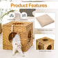 Algherohein Rattan Cat Houses for Indoors,Pet Cat Tunnel Toys Gifts,Cat Crate Bed and Nest
