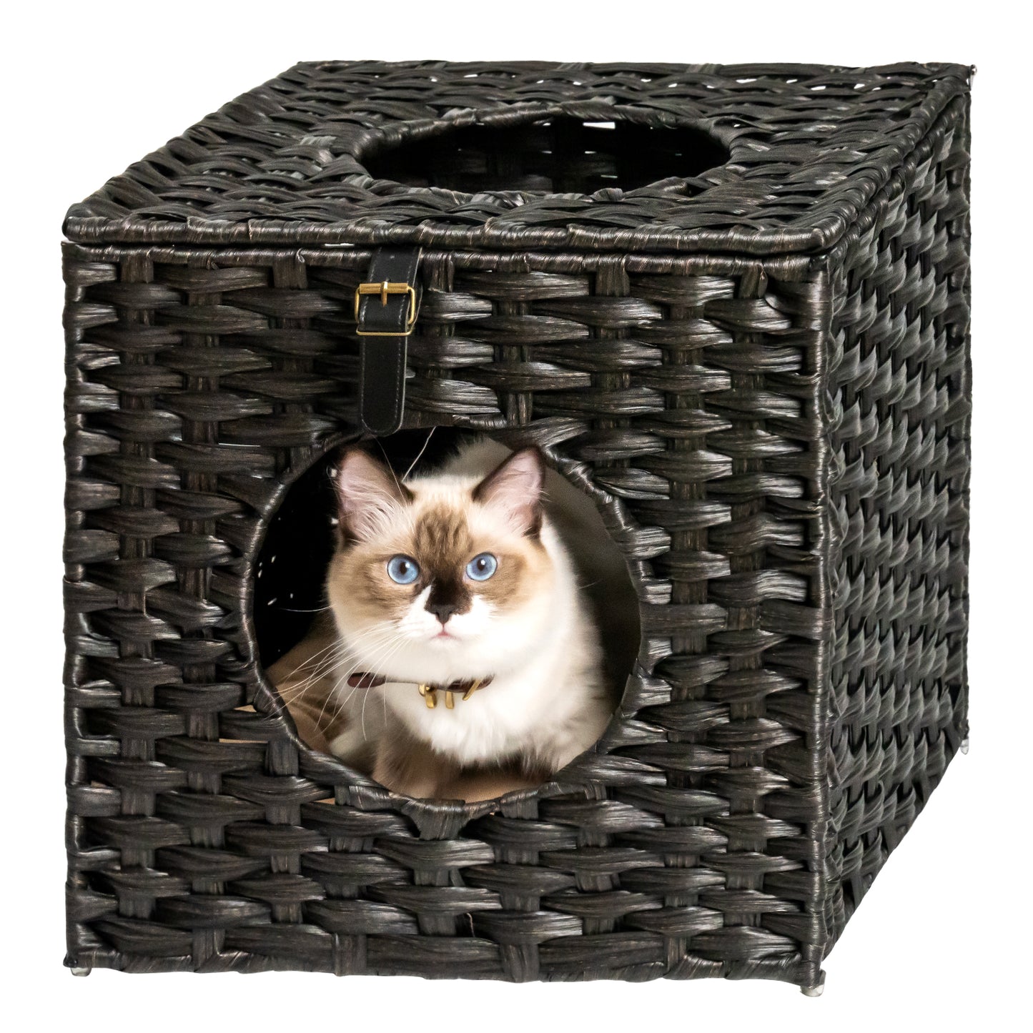Algherohein Rattan Cat Houses for Indoors,Pet Cat Tunnel Toys Gifts,Cat Crate Bed and Nest