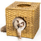 Algherohein Rattan Cat Houses for Indoors,Pet Cat Tunnel Toys Gifts,Cat Crate Bed and Nest