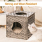 Algherohein Rattan Cat Houses for Indoors,Pet Cat Tunnel Toys Gifts,Cat Crate Bed and Nest