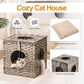 Algherohein Rattan Cat Houses for Indoors,Pet Cat Tunnel Toys Gifts,Cat Crate Bed and Nest