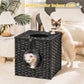 Algherohein Rattan Cat Houses for Indoors,Pet Cat Tunnel Toys Gifts,Cat Crate Bed and Nest