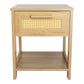 Smuxee Classic Wood Rattan Nightstand with 1 Drawer and Shelf,Side Tables for Living Room