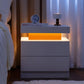 Smuxee Modern Wood LED Nightstand with 2 Drawers, End Tables for Living Room or Bedroom