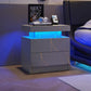 Smuxee Modern Wood LED Nightstand with 2 Drawers, End Tables for Living Room or Bedroom