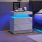 Smuxee Modern Wood LED Nightstand with 2 Drawers, End Tables for Living Room or Bedroom