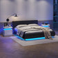 Smuxee Modern Wood LED Nightstand with 2 Drawers, End Tables for Living Room or Bedroom