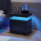 Smuxee Modern Wood LED Nightstand with 2 Drawers, End Tables for Living Room or Bedroom