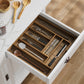 Semiocthome Acacia Wood Silverware Organizer Expandable Storage Drawer Organizer for Kitchen,8 Slot