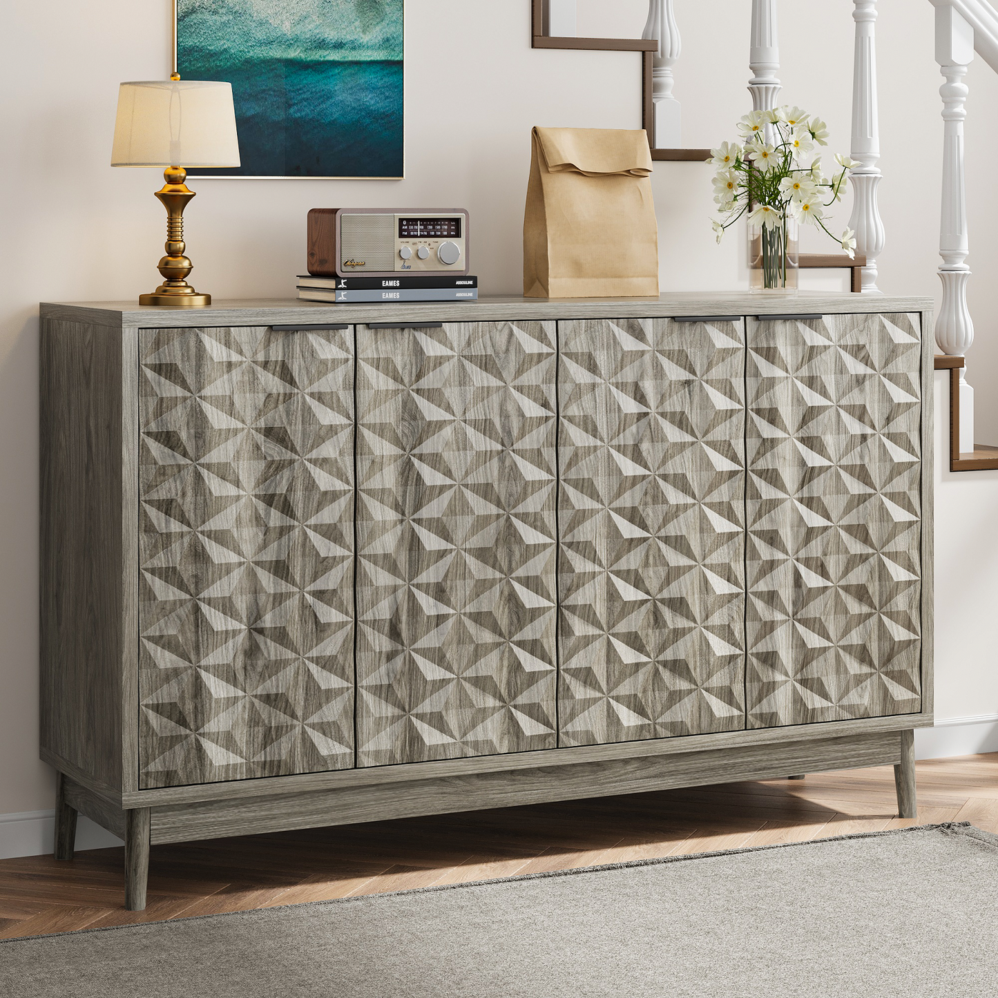 Algherohein Sideboard Buffet Cabinet with Storage,Cabinet with Doors and Adjustable Shelves