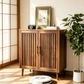 Algherohein Modern Sideboard Buffet with Slatted Barn Doors, Wood Accent Storage Consol, TV Stand, Coffee Bar for Dining Room